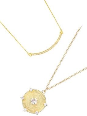 Adornia Set Of Fresh Water Pearl Curved Bar & Pendant Necklaces